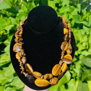 Coldwater Creek signed Double Layer Tiger Eye Necklace